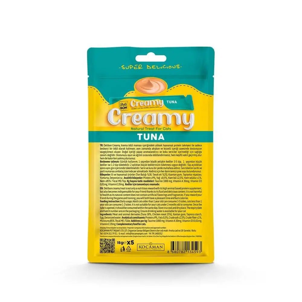 Delibon Creamy Kedi Ödül Maması Ton Balıklı 5*15 G görsel 2