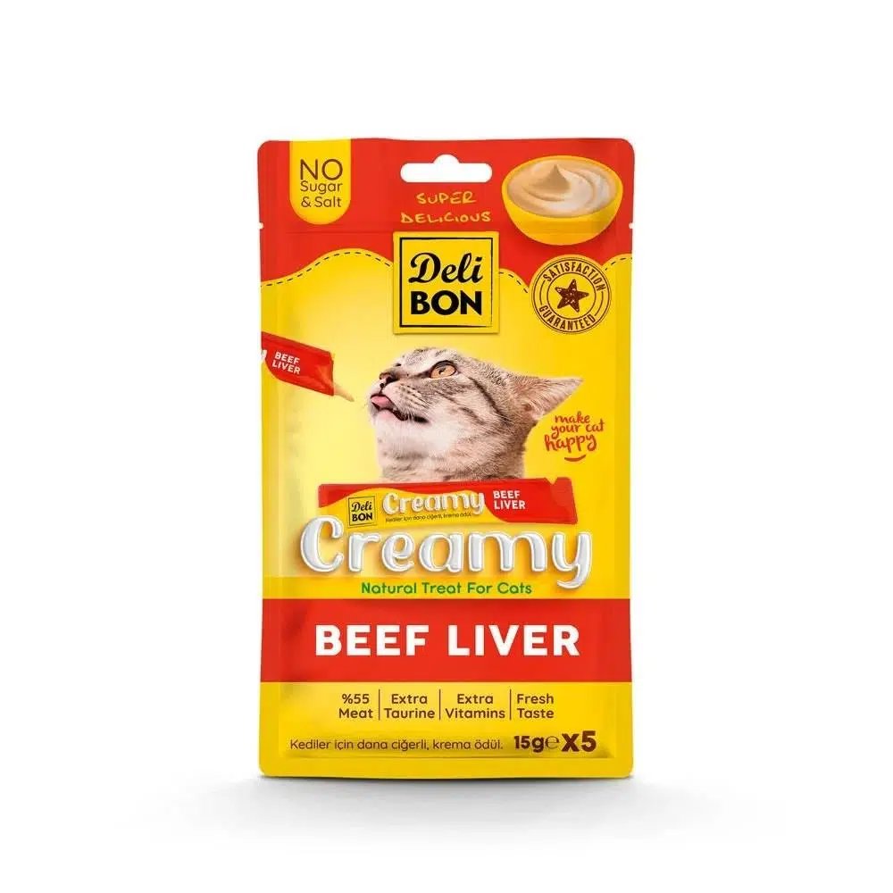 Delibon Creamy Kedi Ödül Maması Somonlu 5*15 G görsel 2