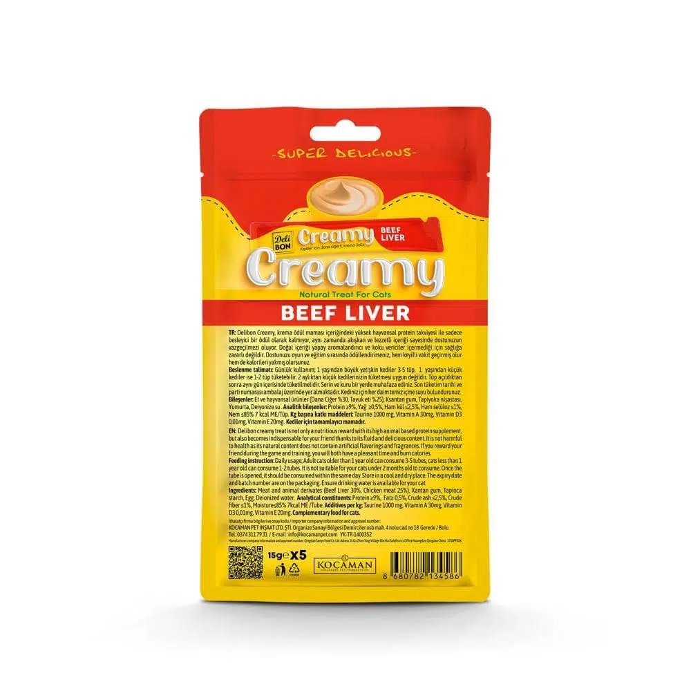 Delibon Creamy Kedi Ödül Maması Somonlu 5*15 G