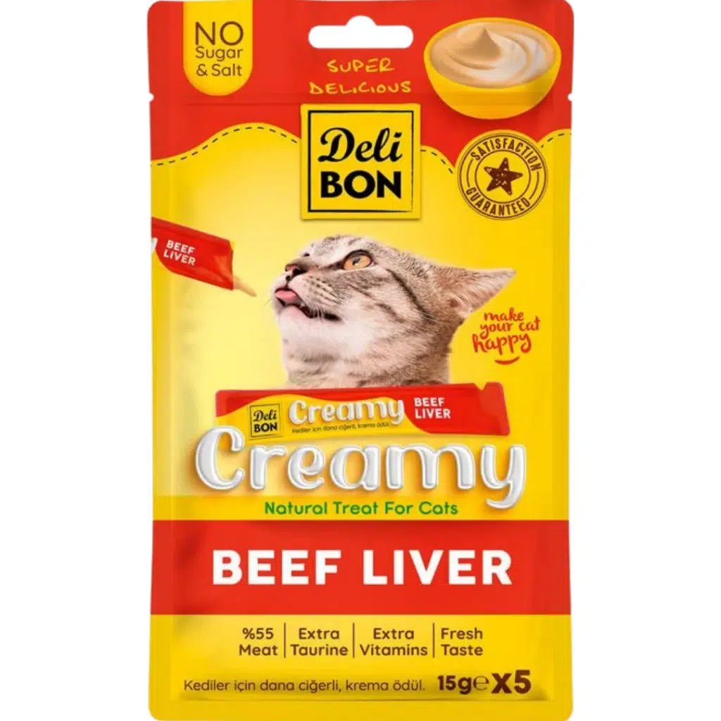 Delibon Creamy Kedi Ödül Dana Ciğerli 5*15 G görsel 3